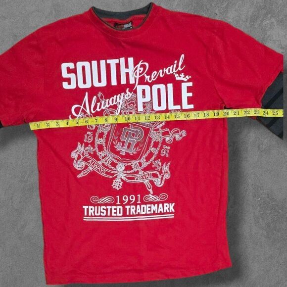 Vintage Y2K Southpole Streetwear Layered Red Long Sleeve Shirt Grunge Skater L - Picture 5 of 6